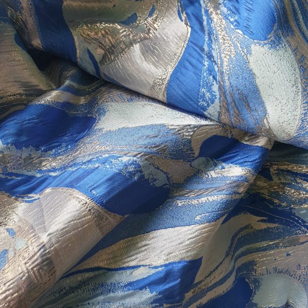 Blue comet brocade jacquard fabric - Image 2