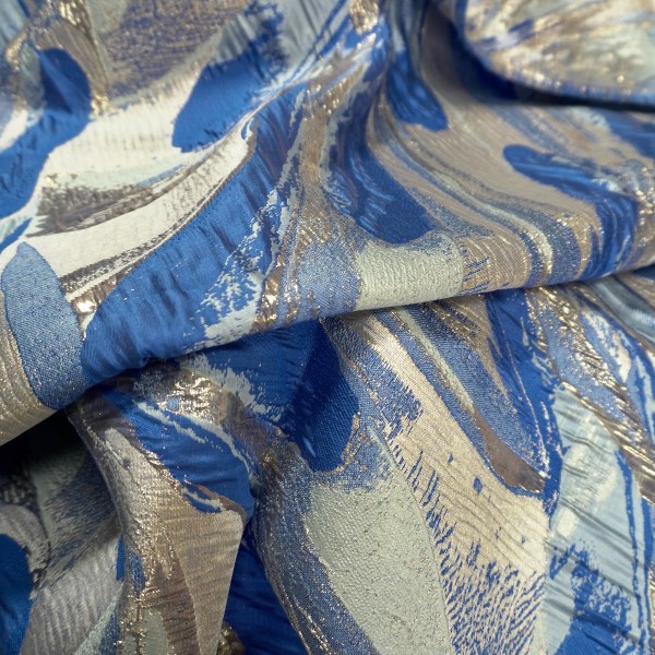 Blue comet brocade jacquard fabric - Image 5