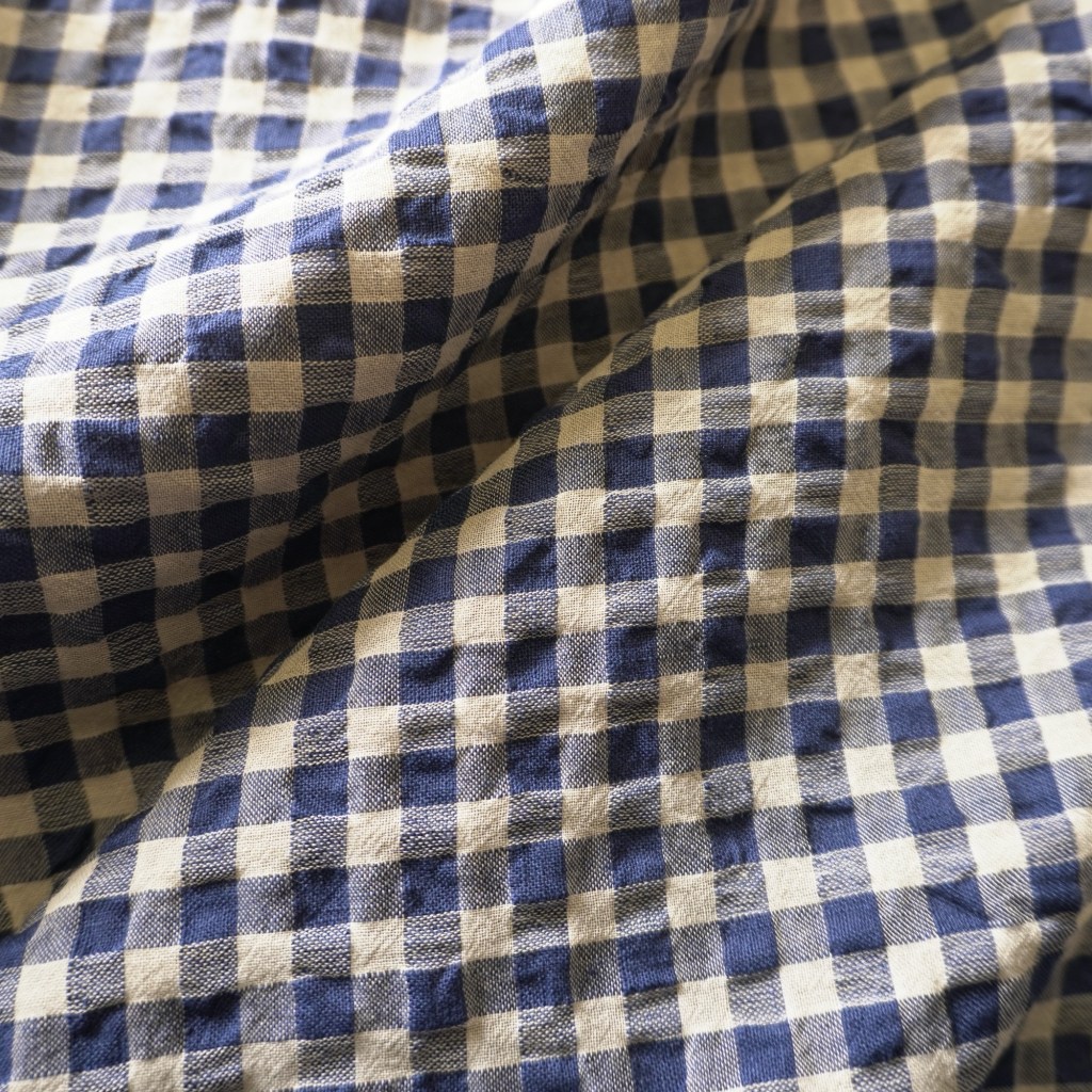 Navy grey linen gingham -