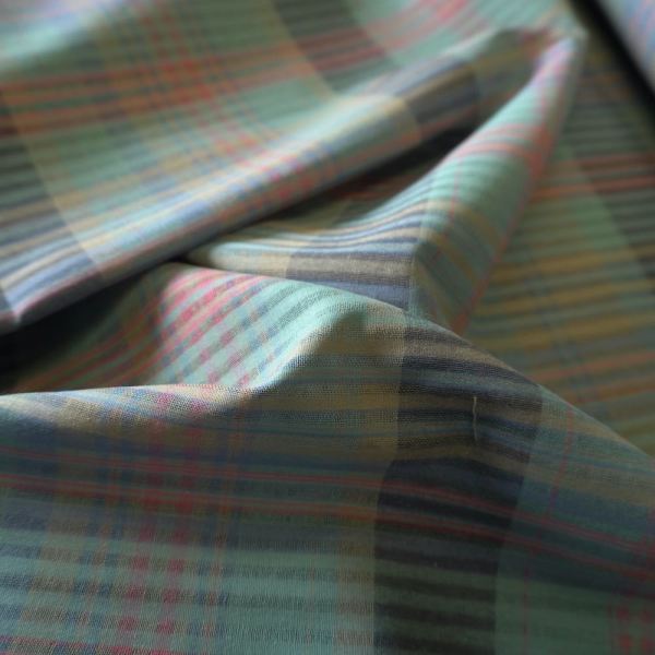 Green Aqua Check Stripe - Yarn Dyed Cotton - Image 3